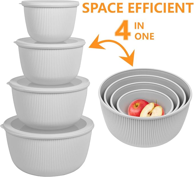 BoxedHome Nesting Plastic Mixing Bowls, BPA-Free Plastic, Microwave and - Image 3