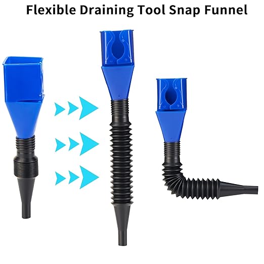 Funnels for Automotive Use, Flexible Draining Tool Snap Funnel, Retractable - Image 2