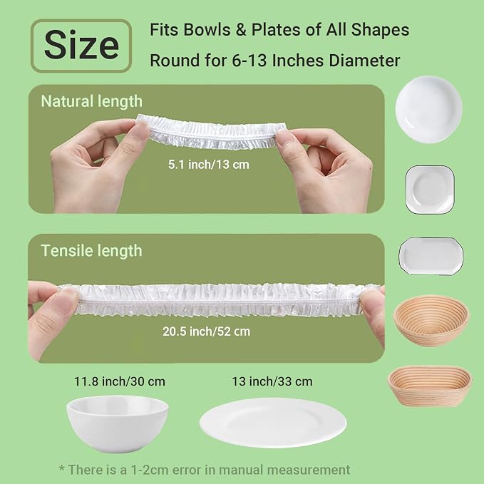 100Pcs Extra Large Plastic Bowl Covers Fits 6-13 Inch Bowls, Elastic Reusable - Image 3