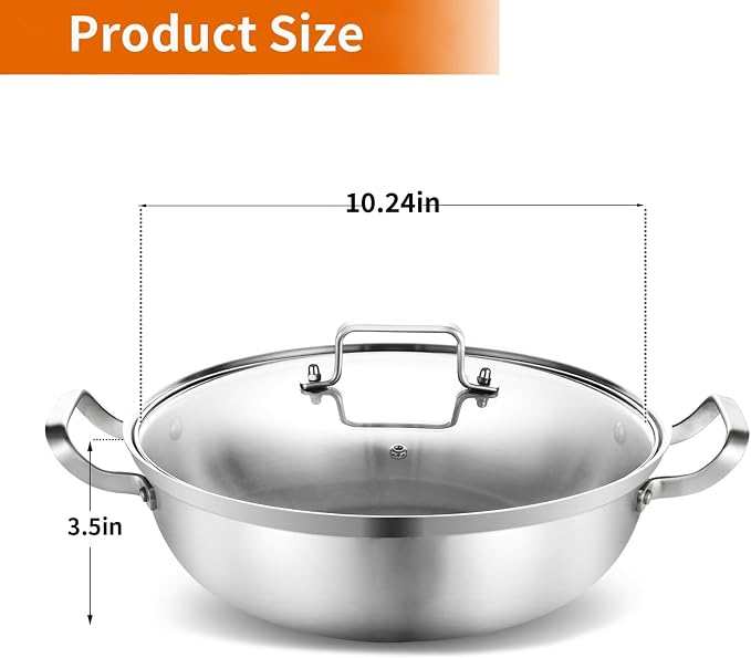 Delarlo Tri-Ply Stainless Steel 11 inch Everyday Pan - Image 3
