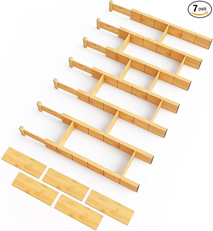SpaceAid Bamboo Drawer Dividers by SpaceAid