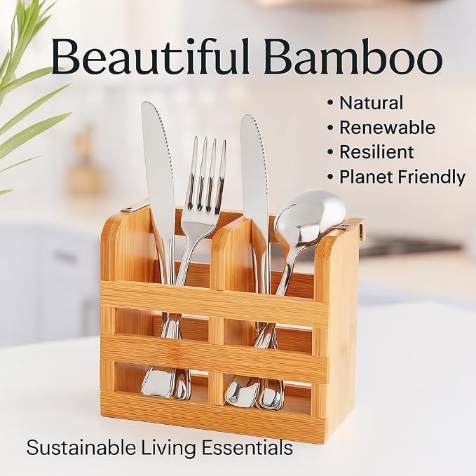 HIC Kitchen Dish Rack Caddy for Folding Dish Drying Rack, Natural Bamboo - Image 5