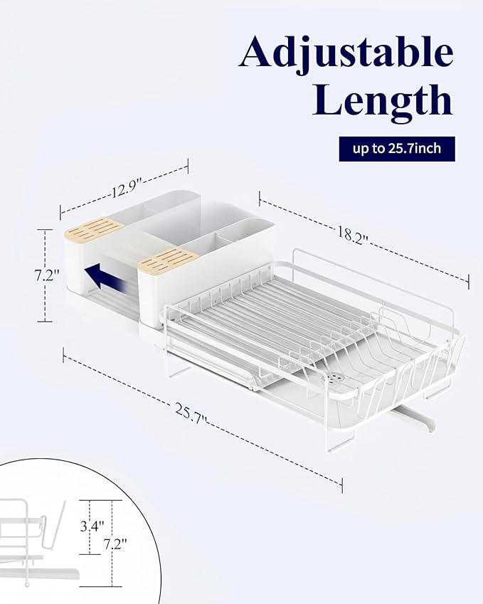 Kitsure Extendable Dish Drying Rack, Large Drying Dish Rack - Image 2