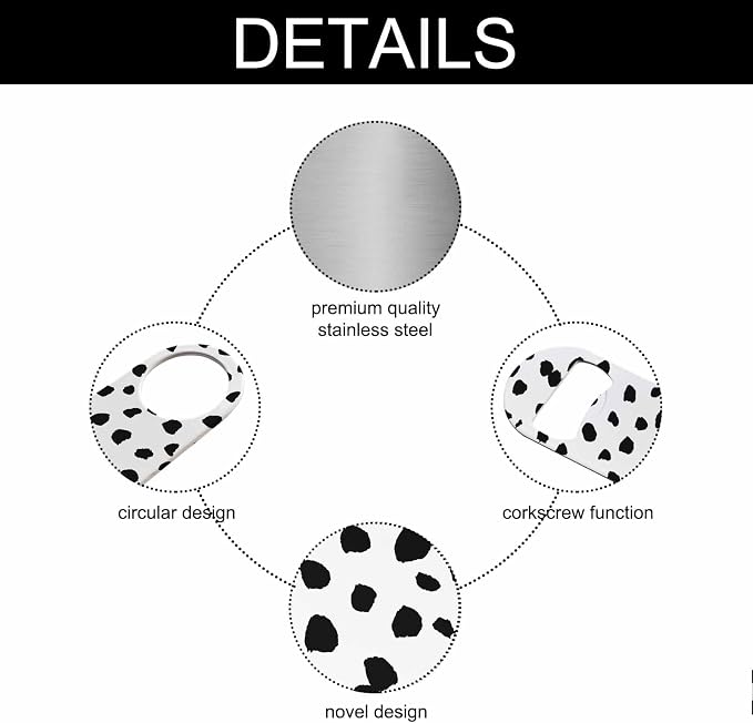 Small Dot Pattern Stainless Steel Bottle Opener Black Polka Circles - Image 3