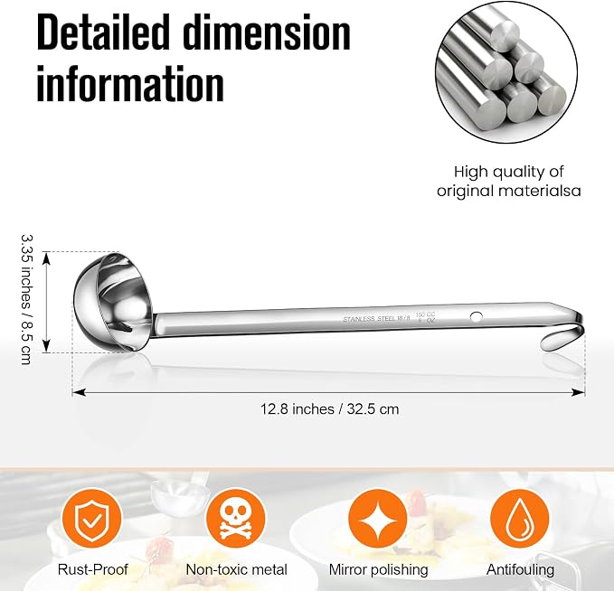 Cunhill 5 Pcs Soup Ladles Stainless Steel Serving Ladles - Image 3