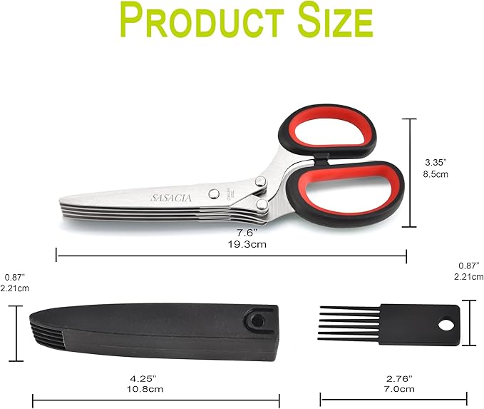 Herb Scissors with 5 Blades & Cleaning Kit, Stainless Steel Kitchen Shears - Image 8