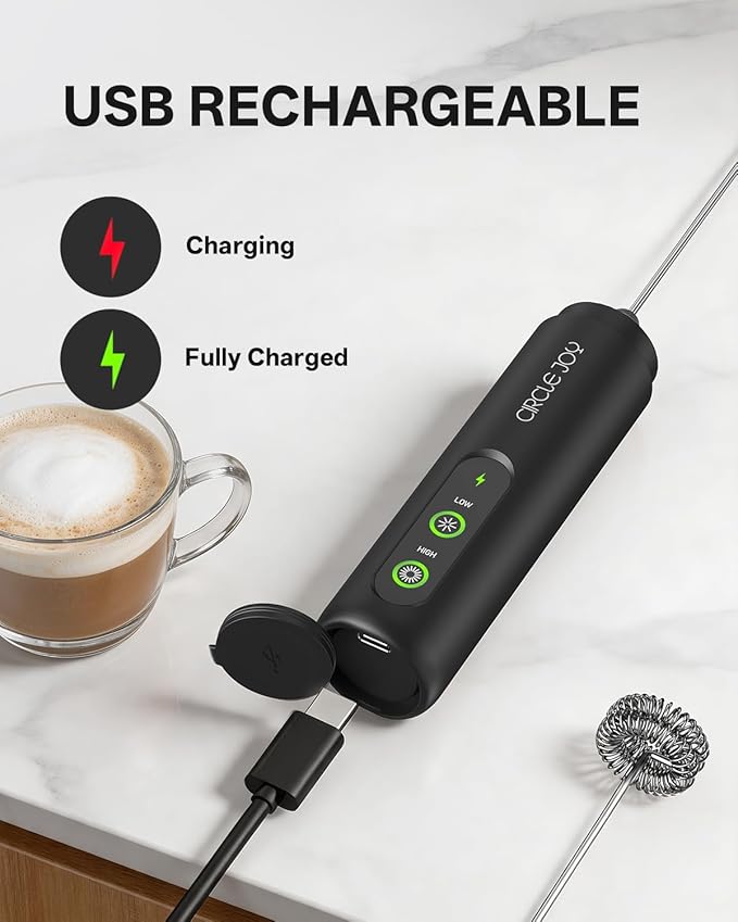 CIRCLE JOY Rechargeable 2-Speed Handheld Milk Frother - Image 5