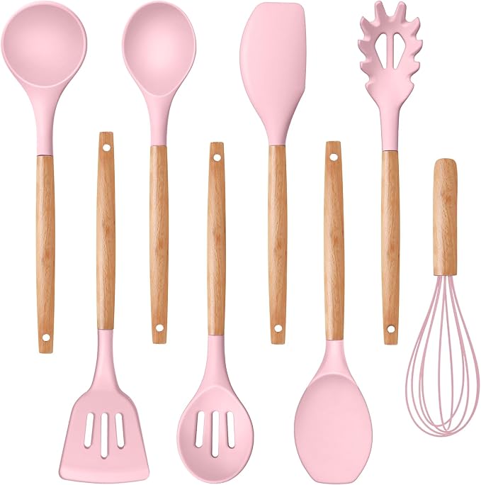 P&P CHEF Silicone Cooking Utensils Set, 8-Piece Kitchen Cooking Utensil by PPCHEF
