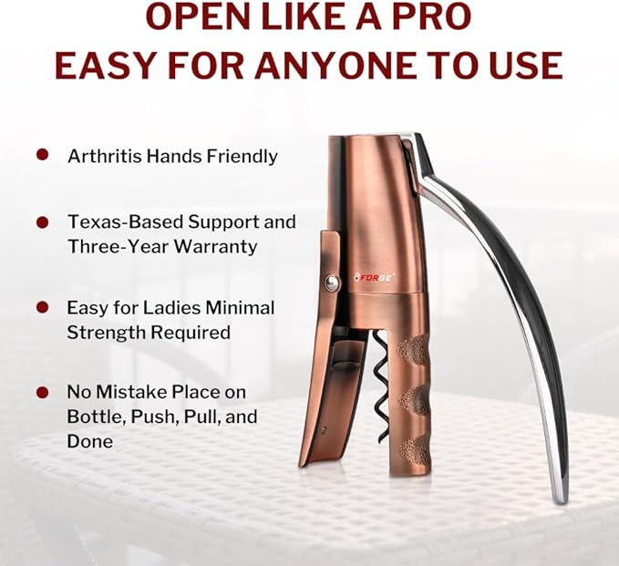 Forge Quality Compact Vertical Lever Corkscrew Wine Opener - Image 2