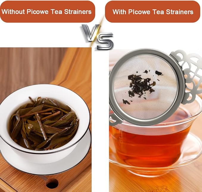 Picowe 2 Pack Tea Strainer Bowl, Stainless Steel Sliver Tea Strainers - Image 5