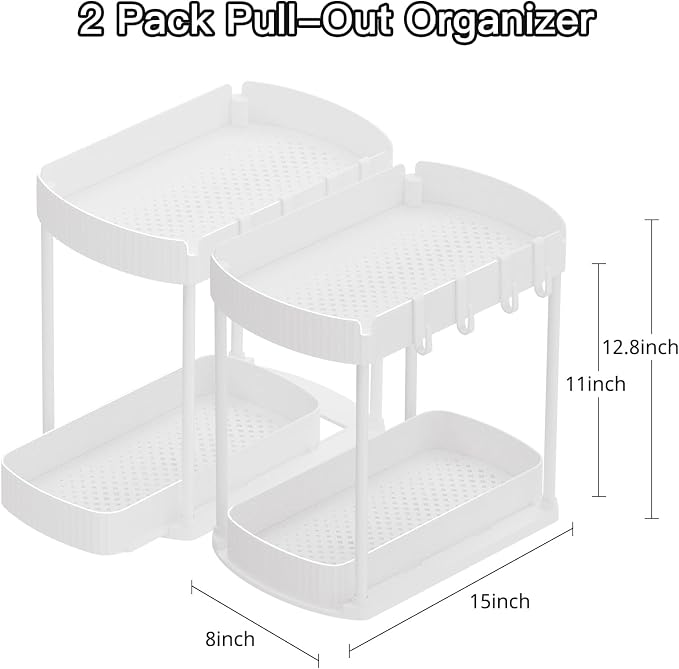 Ukeetap 2 Pack Multi-Purpose Pull-Out Storage Organizers, Under Sink & Cabinet - Image 2