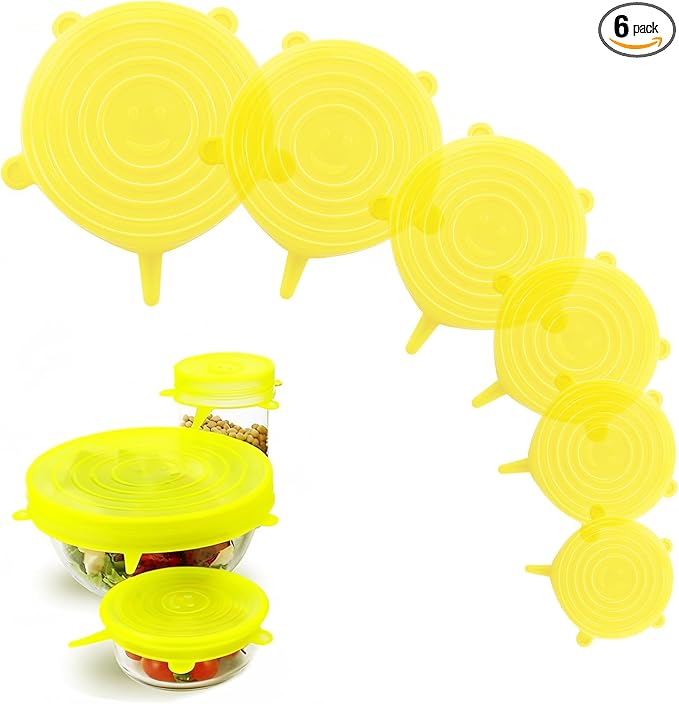 Silicone Stretch Lids – 6 Pack Reusable Food Covers, Flexible Silicone by Unknown