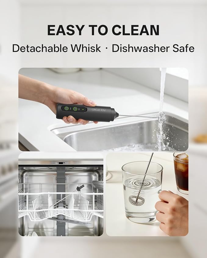 CIRCLE JOY Rechargeable 2-Speed Handheld Milk Frother - Image 7