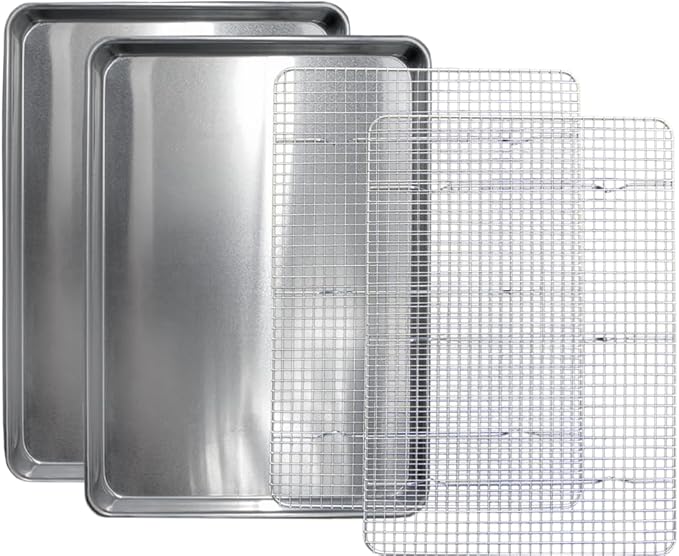 Commercial Quality 2 Pack Cookie Sheet and 2 Pack Rack by SaffronSageHomeLiving
