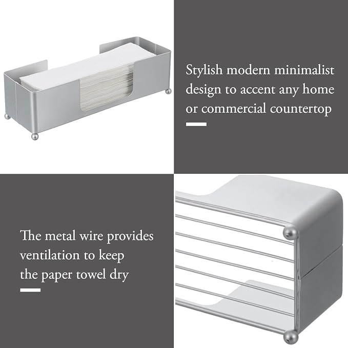 MyGift Modern Silver Tone Metal Countertop Folded Paper Towel Holders, - Image 3