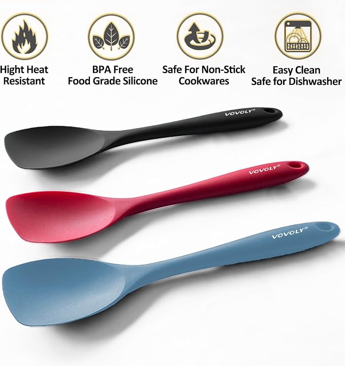 Upgrade Silicone Spatula Spoon Set, VOVOLY Heat Resistant Rubber Spoonula - Image 2