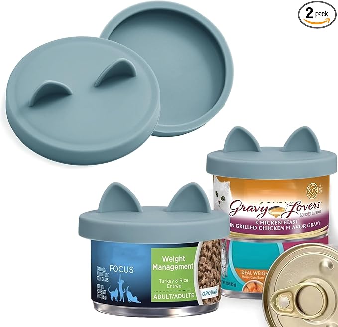 OHMO 2 Pack Cat Food Can Lids, Small Size Silicone Pet Food Can Lids Covers by OHMO