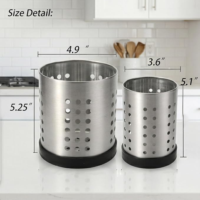 TOPZEA Set of 4 Kitchen Utensil Holder, Stainless Steel Cooking Utensil - Image 2