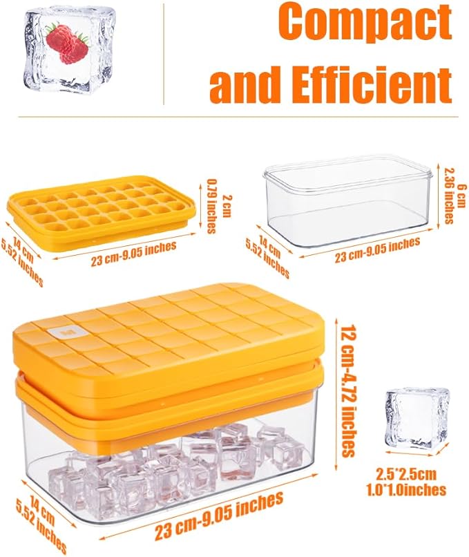 Brigii Ice Cube Tray with Lid&Bin, Ice Cube Mold with 56 Cubes, Stackable Ice - Image 2