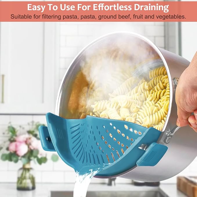 YEVIOR Clip on Strainer for Pots Pan Pasta, Silicone Food Strainer Hands-Free - Image 6