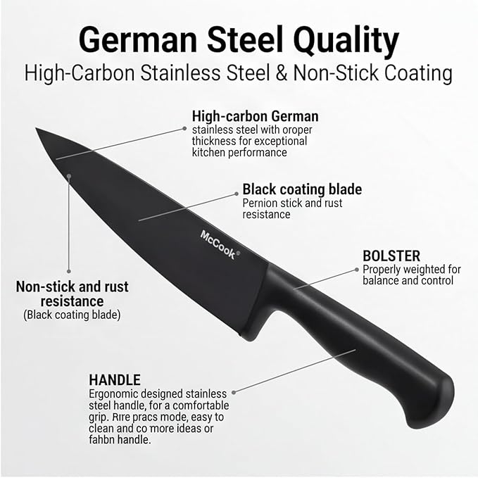 McCook® Knife Sets, German Stainless Steel Knife Block Sets - Image 5