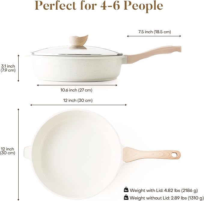 Kordisen Nonstick Ceramic Deep Frying Pan, 12 Inch Non Toxic Large Skillet - Image 6