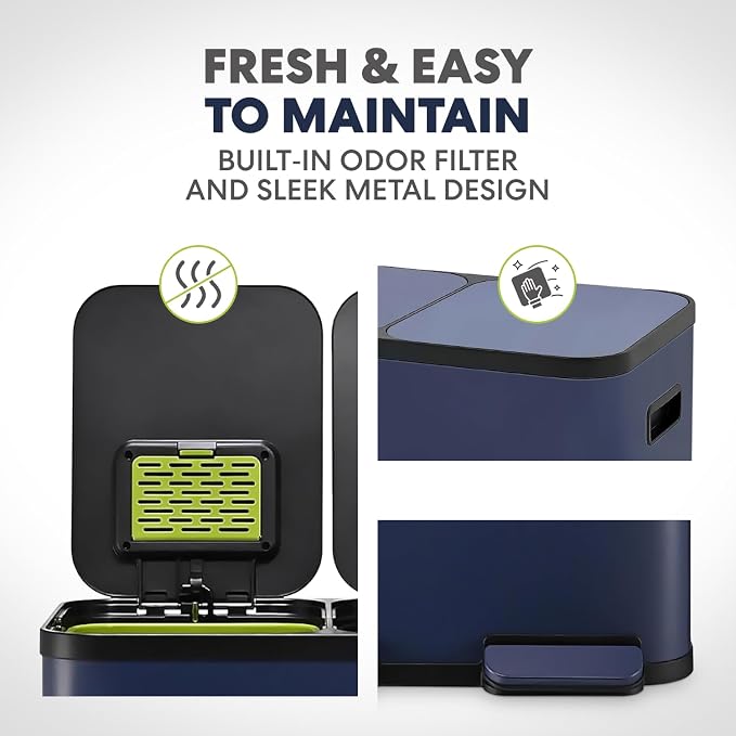 Simpli-Magic 60 Liter / 16 Gallon Rectangular Hands-Free Dual Compartment - Image 5