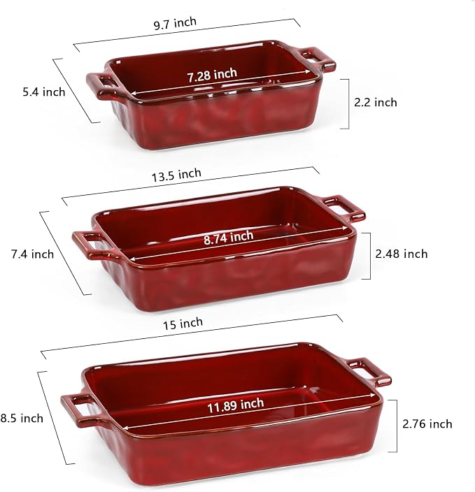 VICRAYS Ceramic Bakeware Set, Porcelain Rectangular Baking Dish, Baking Pan - Image 3