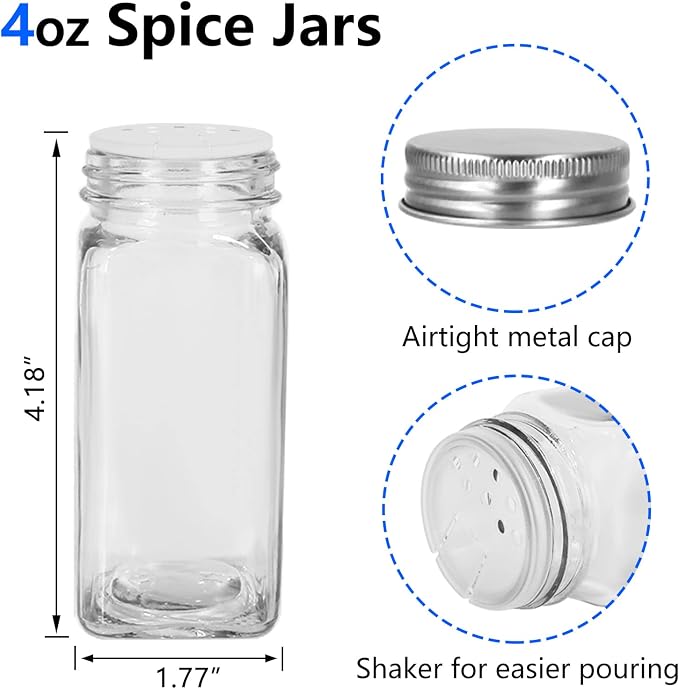 Keketin 30 Pack Glass Spice Jars 4 oz - Image 3