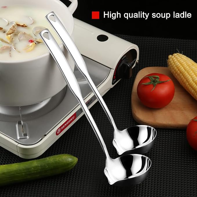 Kitchen Soup Ladle 304 Stainless Steel Punch Metal Luminous Ladell Spoons - Image 2