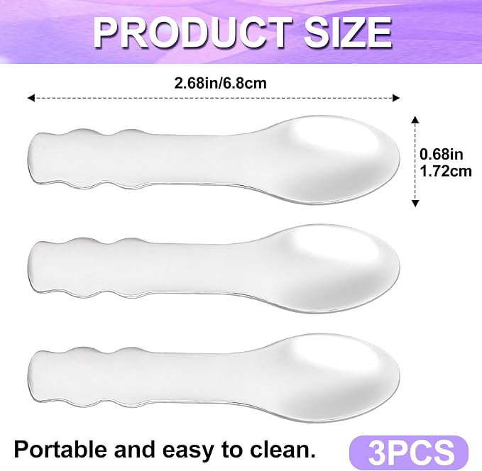 Pndeyo 3pcs Mini Stainless Steel Makeup Spatula, Reusable Cosmetic Cream - Image 2