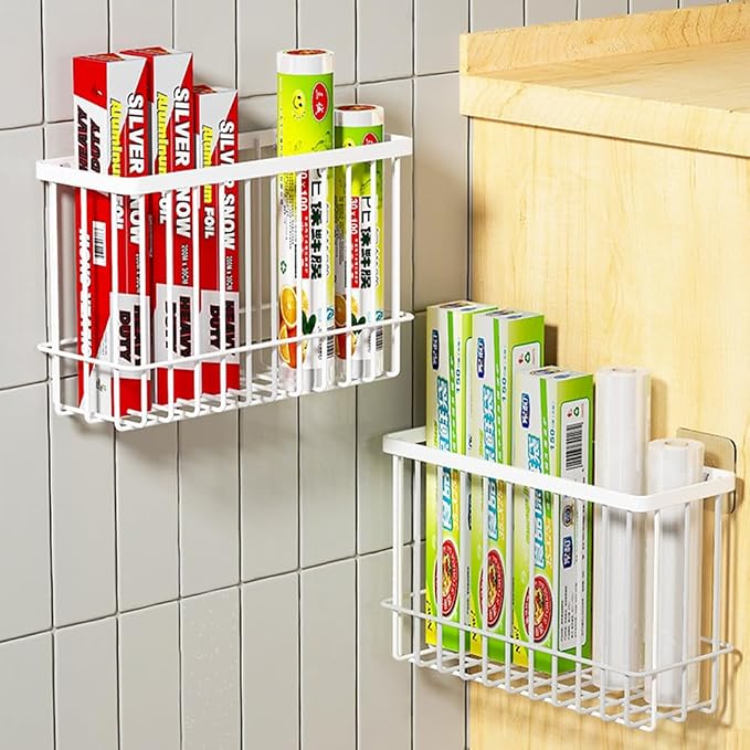 2 Piece Kitchen Cabinet Door Storage Box, Self Adhesive Wall Mounted Storage - Image 4