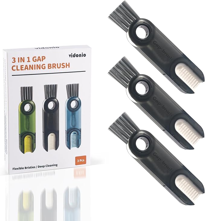 3 in 1 Cup Lid Gap Cleaning Brush Set, Mutipurpose Tiny Silicone Cup Holder by VIDONIO