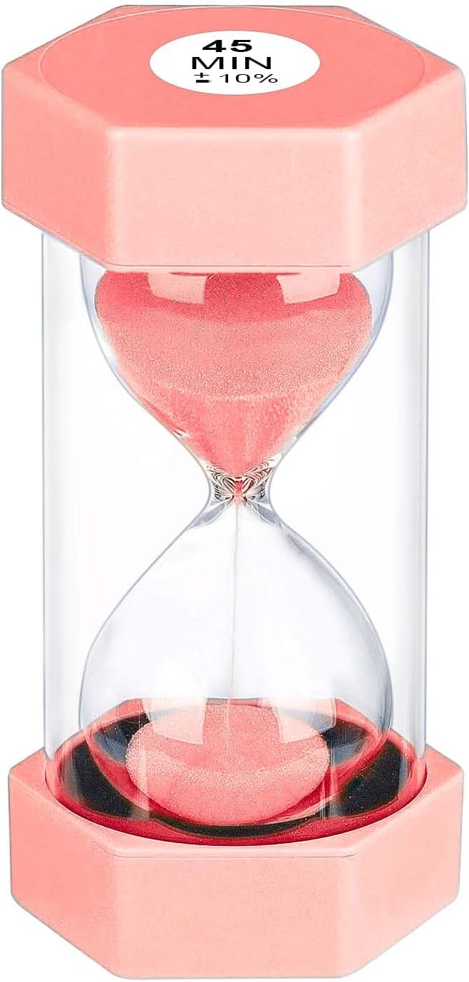 Hourglass 45 Minute Sand Timer, Plastic Sand Clock 45 Min, Unbreakable Colorful by YLTIMER