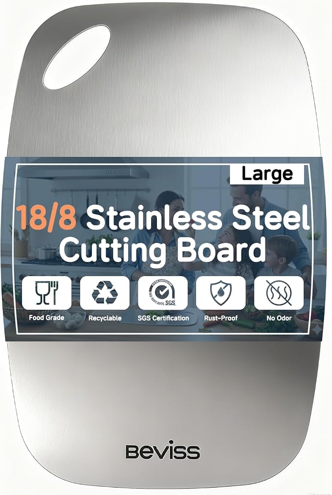 Cutting Board Non-Toxic, 304 Stainless Steel Cutting Board Double Sided by HOME