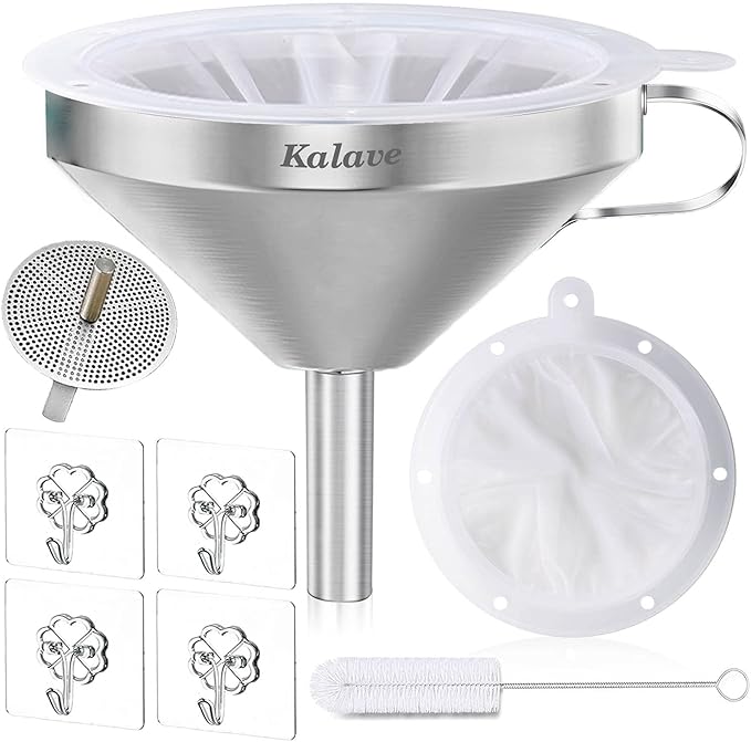 KALAVE Premium Stainless Steel Funnel, 5 Inch Food Grade Kitchen Funnels by Kalave