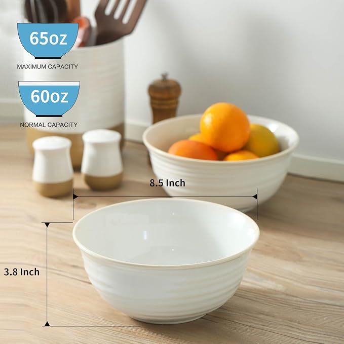 HASENSE Ceramic Serving Bowls, 8.3 Inch Large Soup Bowls - Image 2