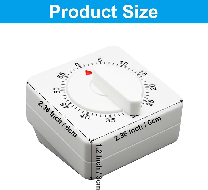 Hitefu 2 Pcs Square 60 Minute Mechanical Kitchen Timer, Visual Cooking Timer - Image 3