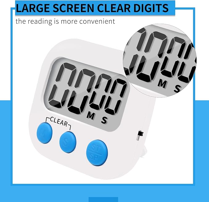 LinkDm 6 Pack Small Digital Kitchen Timer Magnetic Back and ON/Off Switch - Image 2