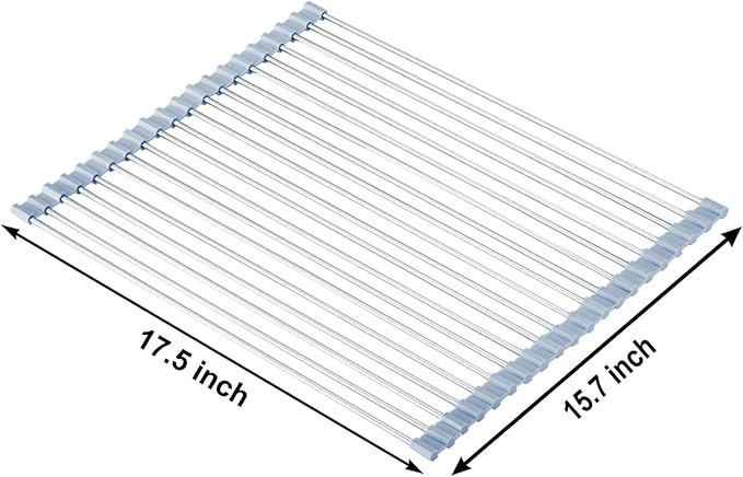 MECHEER Over The Sink Dish Drying Rack, Roll Up Dish Drying Rack Kitchen Dishes - Image 2