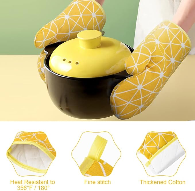 AUAUY Oven Mitts and Potholders BBQ Gloves-Oven Mitts and Pot Holders - Image 3