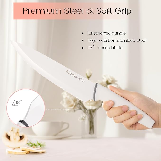 Astercook Knife Set with Block and Sharpener, 22 Piece Kitchen Knife Set - Image 5