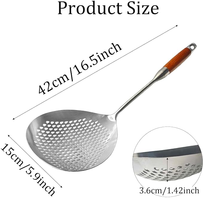Stainless Steel Skimmer Slotted Spoon, Spider Strainer Ladle - Image 2