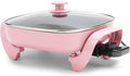 GreenLife12" 5QT Square Electric Skillet, Glass Vented Lid, Ceramic PFAS-Free by GreenLife