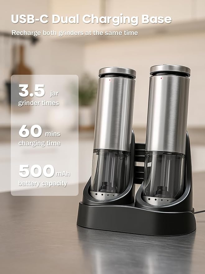 Electric Salt and Pepper Grinder Set - Image 3