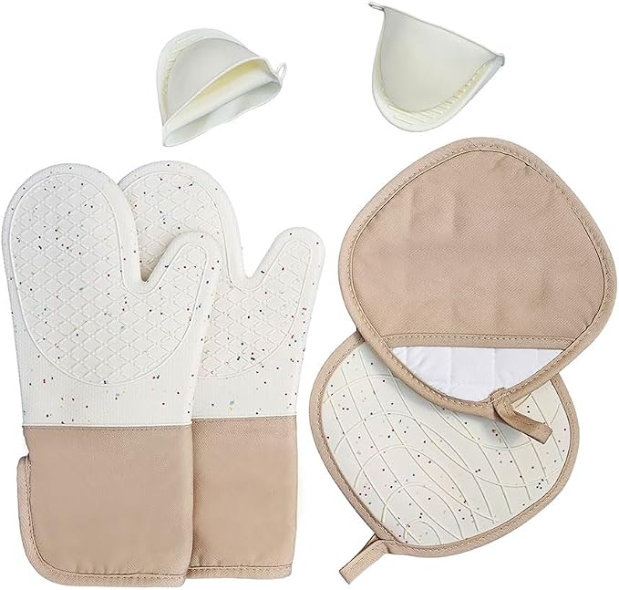 6-Piece Set Silicone Oven Mitts Cooking BBQ Gloves Non-Slip Heat Resistant Soft by Unknown