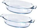 Small Casserole Dishes Oval 2 Pack, 23oz Glass Au Gratin Baking Dish, by Yomvzake