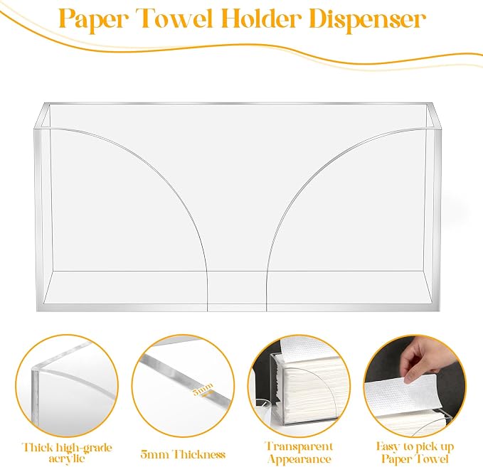 4Pack Clear Paper Towel Dispenser Countertop Acrylic Paper Towel Holder - Image 4