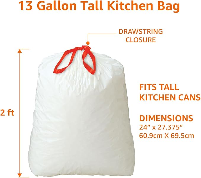 Amazon Basics Scented Trash Bags, Tall Kitchen Drawstring, Clean Fresh Scent - Image 3