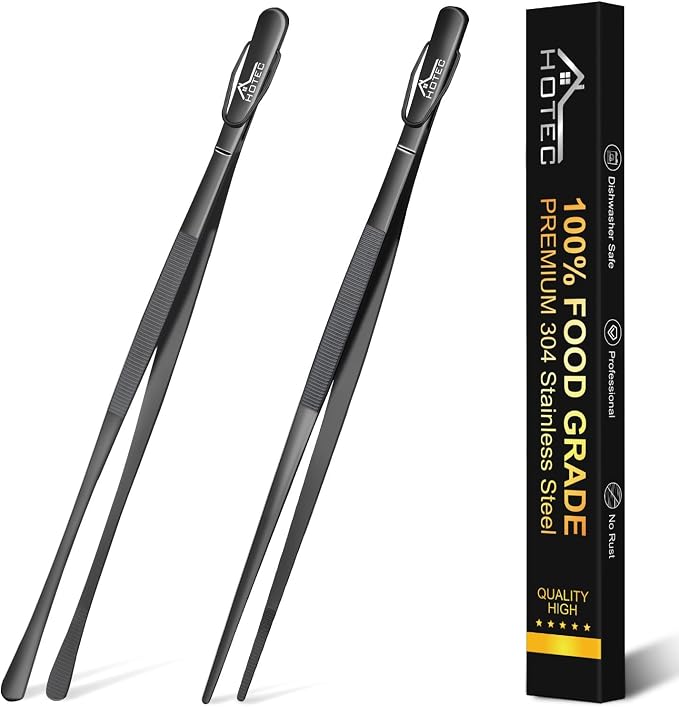 HOTEC Kitchen Tweezers Tongs Stainless Steel Professional Chef Tweezers by Hotec